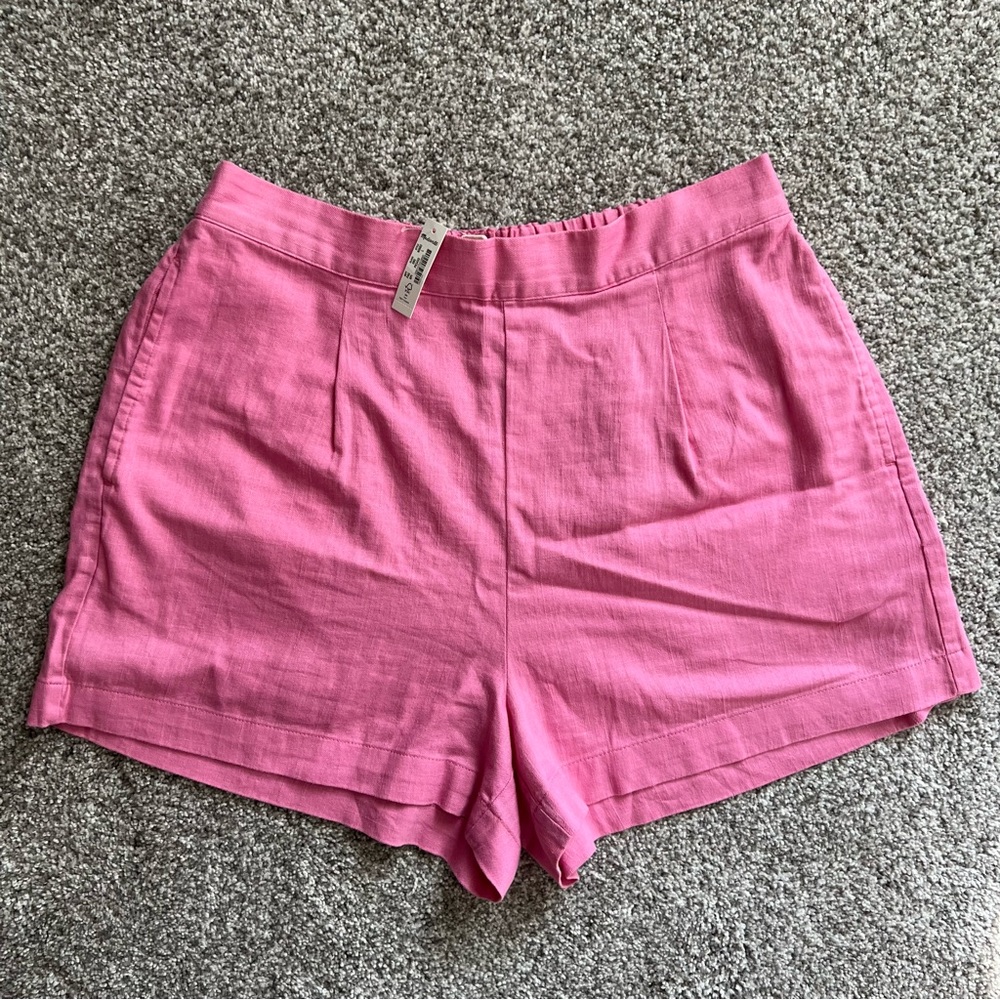 NWT Pink Madewell Clean Pull On Linen Shorts